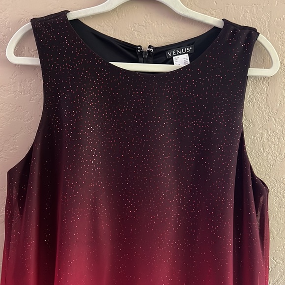 Venus Women’s Sheer overlay Jumpsuit red sparkly and black NEW size Large - Picture 4 of 17